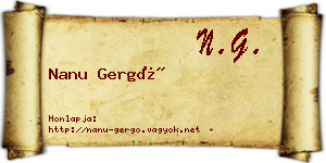 Nanu Gergő névjegykártya